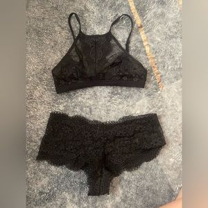 Black Victoria Secret lace bandeau and panty set